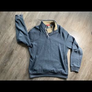 Quarter-Button-Up Sweater w/ Sherpa Collar